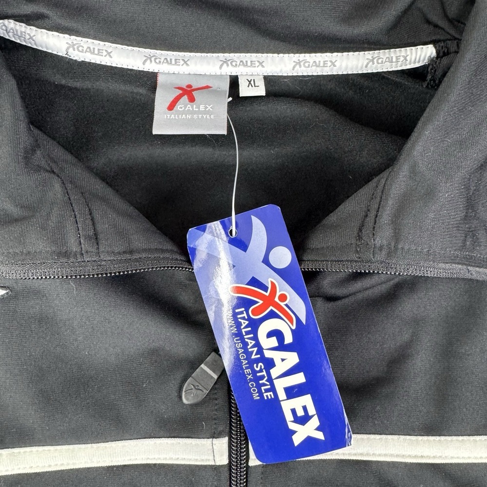 Galex Men's Track Jacket XL Black Full Zip Athletic Training Warm Up NWT Italian - Picture 4 of 8